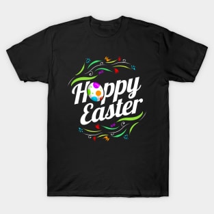 Colorful Ornaments Surrounding Wishes Happy Easter T-Shirt